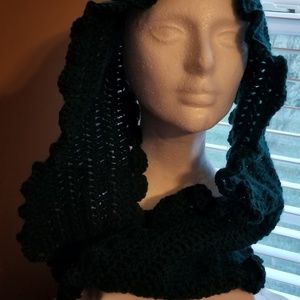 Handmade Crocheted Women Infinity Scarf Evergreen